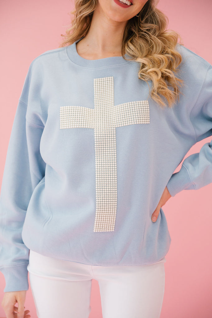 CROSS BLUE PULLOVER PULLOVER Judith March