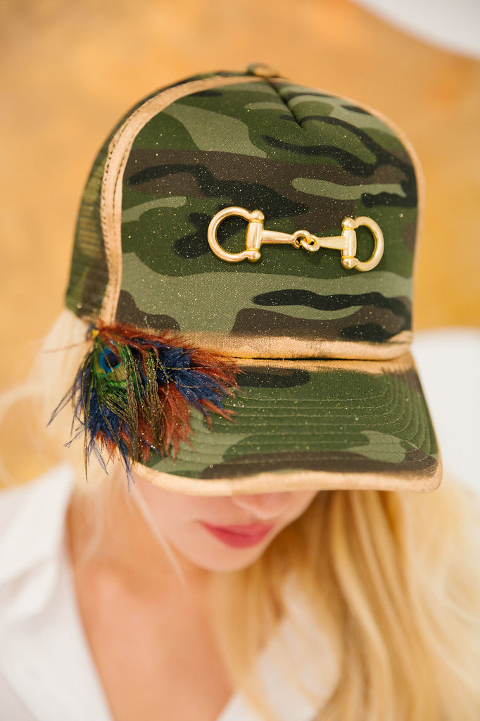 HORSE BIT TRUCKER HATS HAT Judith March CAMO TRUCKER