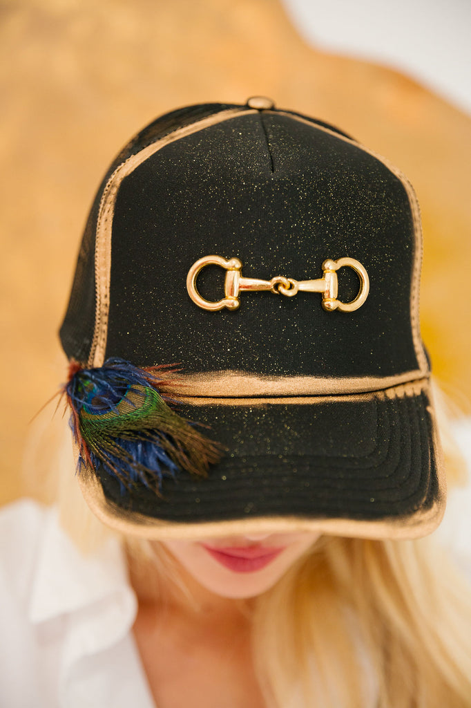 HORSE BIT TRUCKER HATS HAT Judith March BLACK TRUCKER