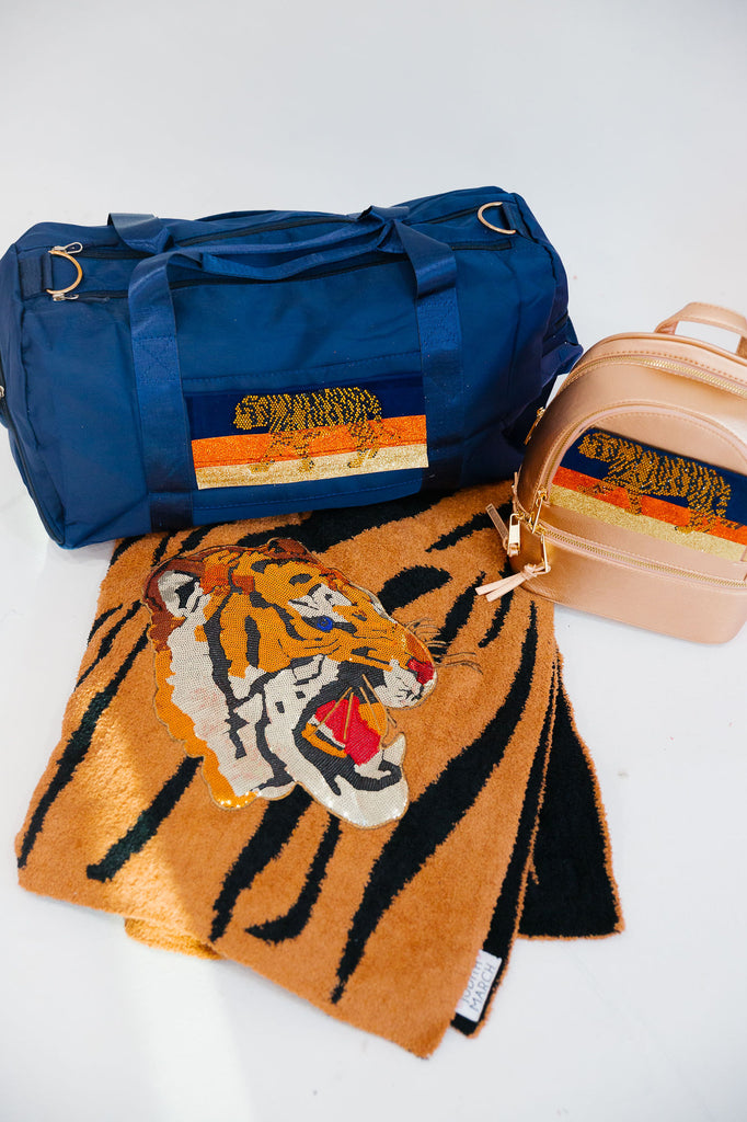 RHINESTONE TIGER NAVY DUFFLE BAG Duffel Bags Judith March   