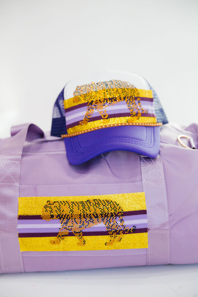 RHINESTONE TIGER PURPLE DUFFLE BAG Duffel Bags Judith March   