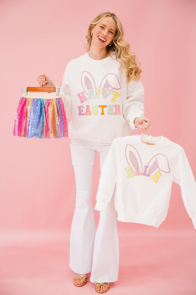 HAPPY EASTER WHITE PULLOVER PULLOVER Judith March