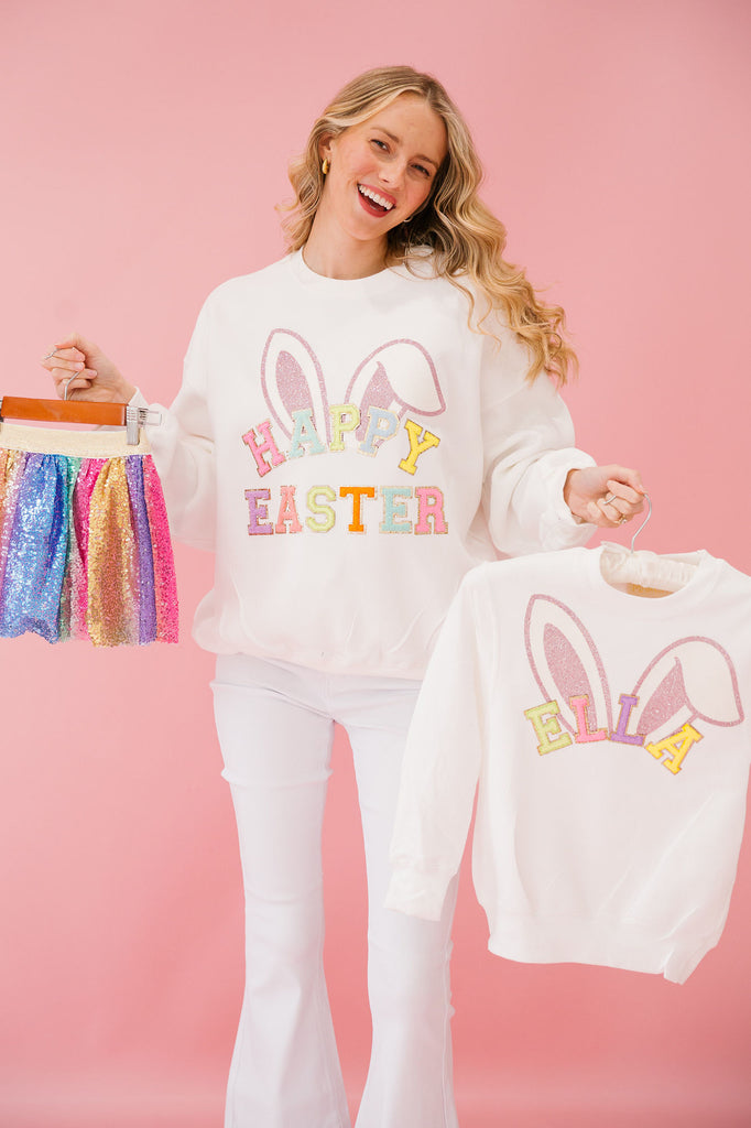 HAPPY EASTER WHITE PULLOVER PULLOVER Judith March