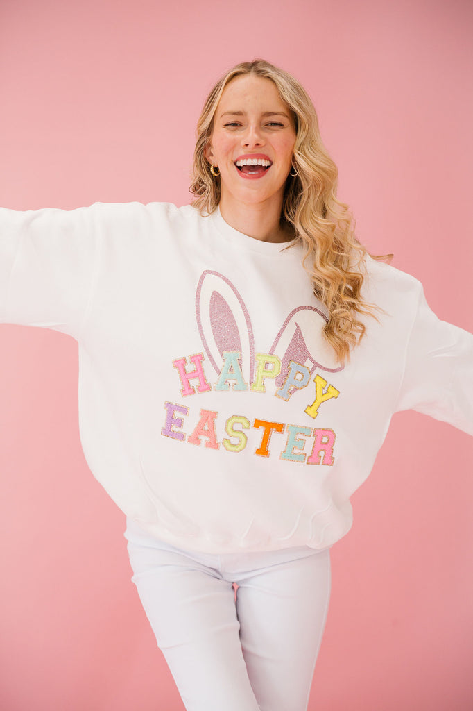 HAPPY EASTER WHITE PULLOVER PULLOVER Judith March