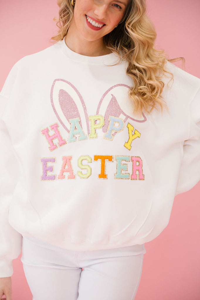 HAPPY EASTER WHITE PULLOVER PULLOVER Judith March