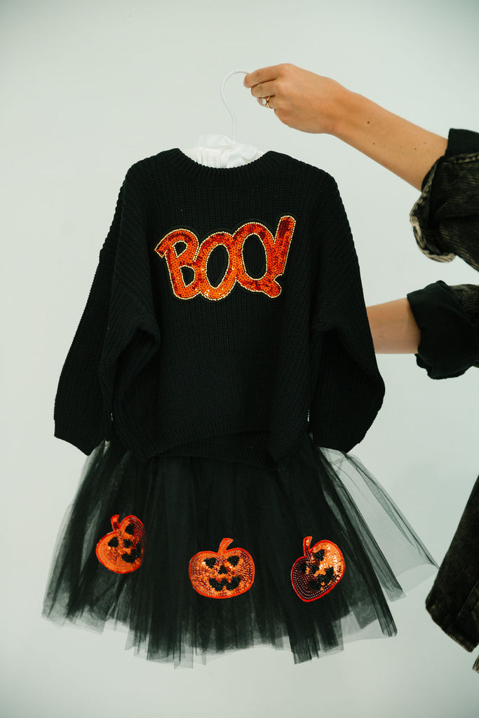 MINI KIDS BOO! BLACK SWEATER SWEATER Judith March   