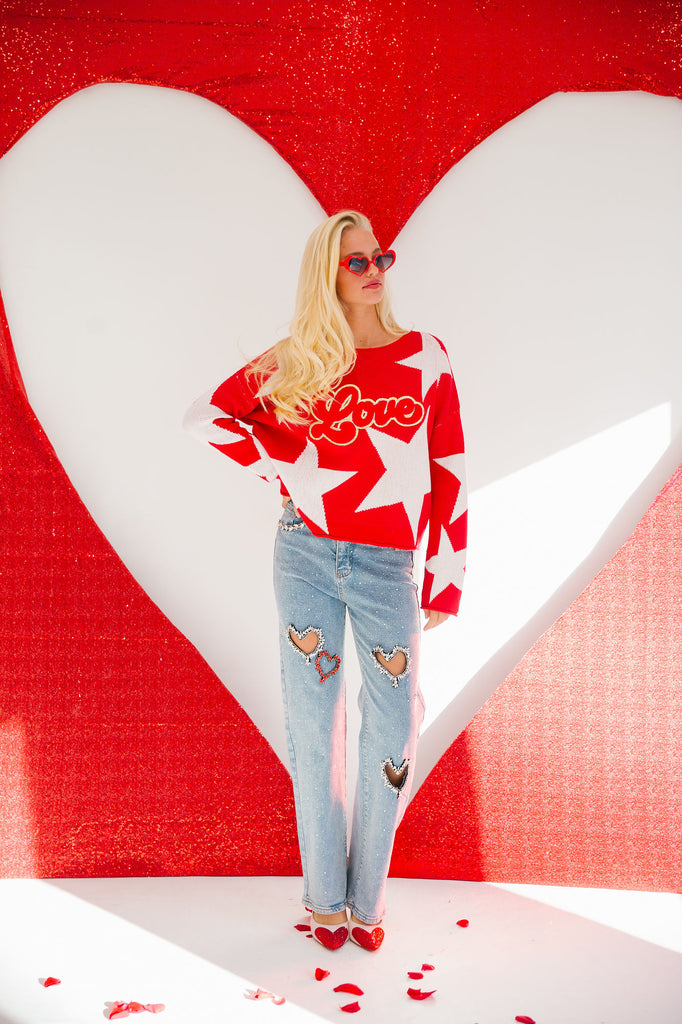 LOVE RED STAR SWEATER* SWEATER Judith March