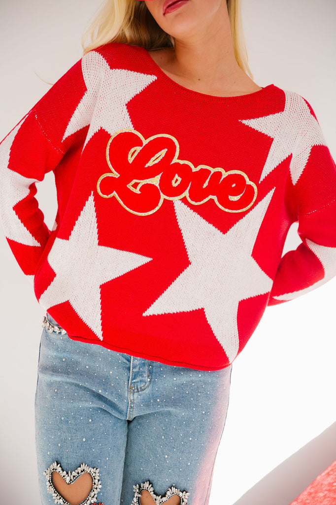 LOVE RED STAR SWEATER SWEATER Judith March