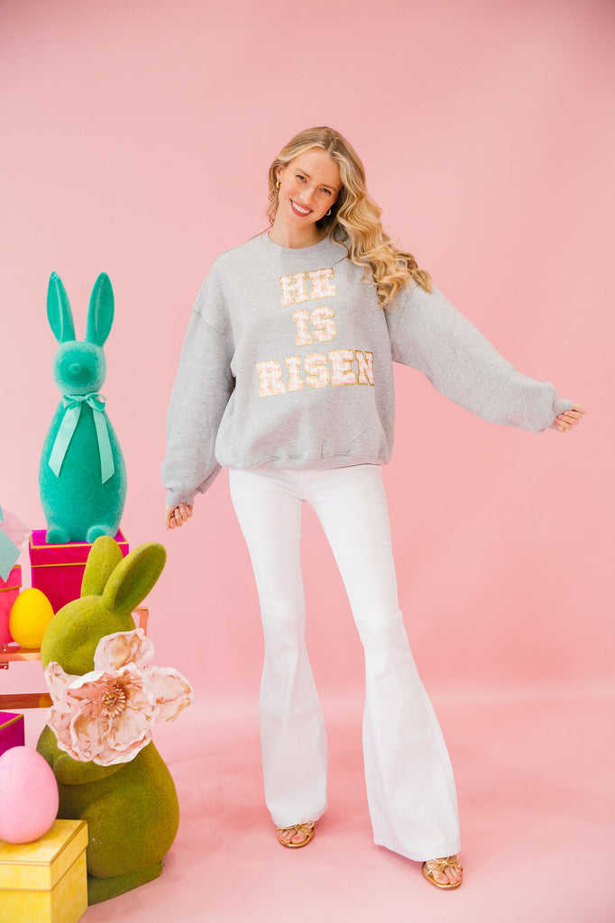 HE IS RISEN GREY PULLOVER PULLOVER Judith March