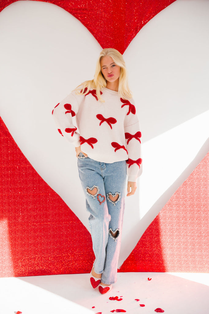 IN LOVE WITH BOWS RED SWEATER SWEATER Judith March