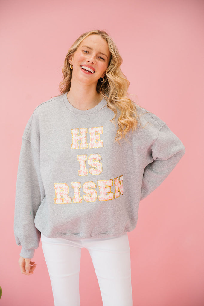 HE IS RISEN GREY PULLOVER PULLOVER Judith March