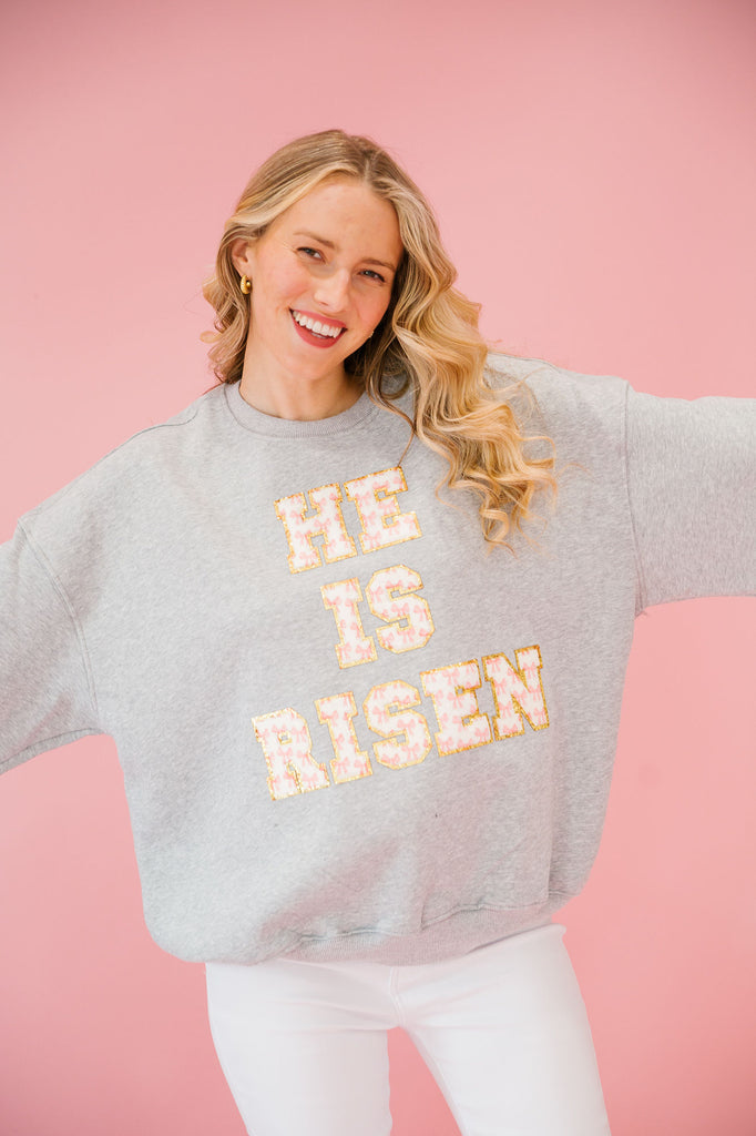 HE IS RISEN GREY PULLOVER PULLOVER Judith March