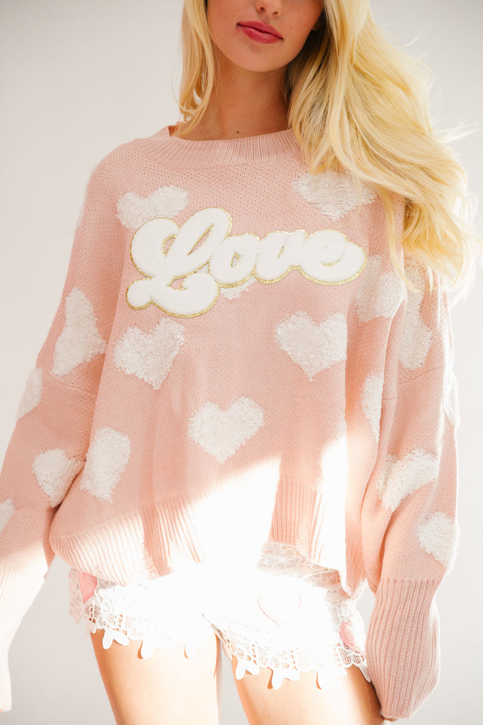 LOVE PINK HEART SWEATER SWEATER Judith March