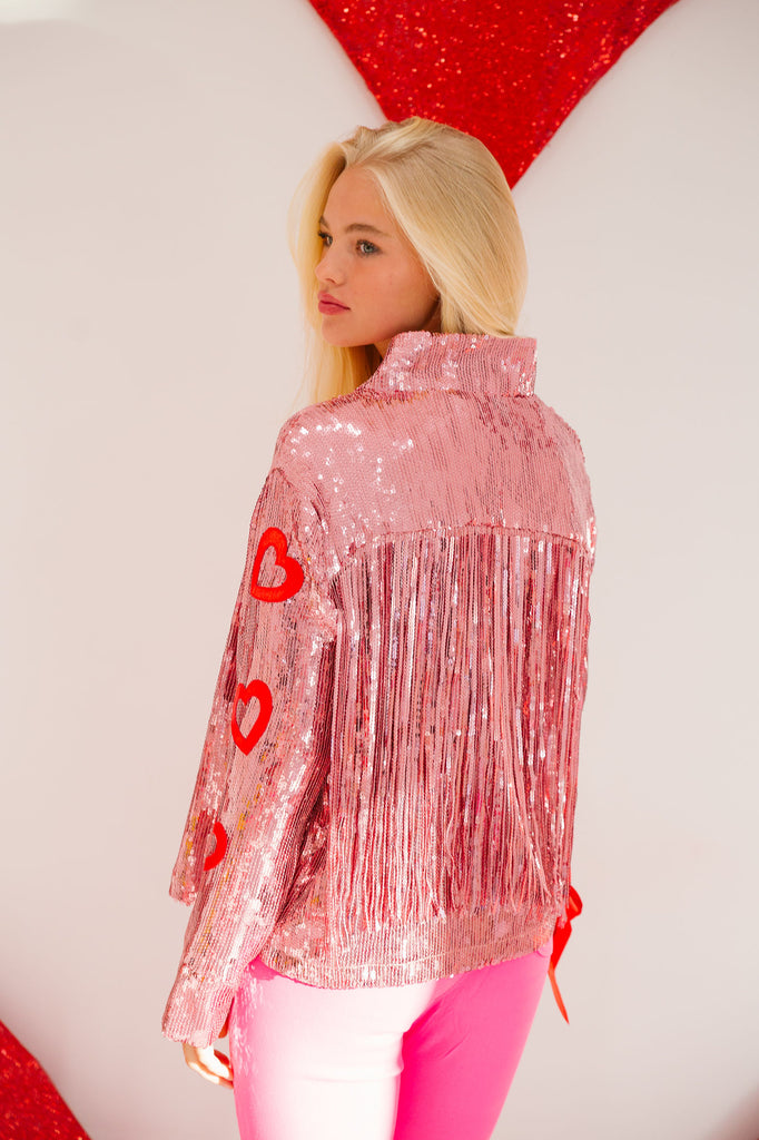 BE MY VALENTINE SEQUIN FRINGE JACKET JACKET Judith March