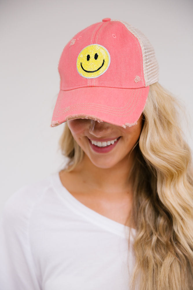 SEQUIN SMILEY FACE HAT HAT Judith March