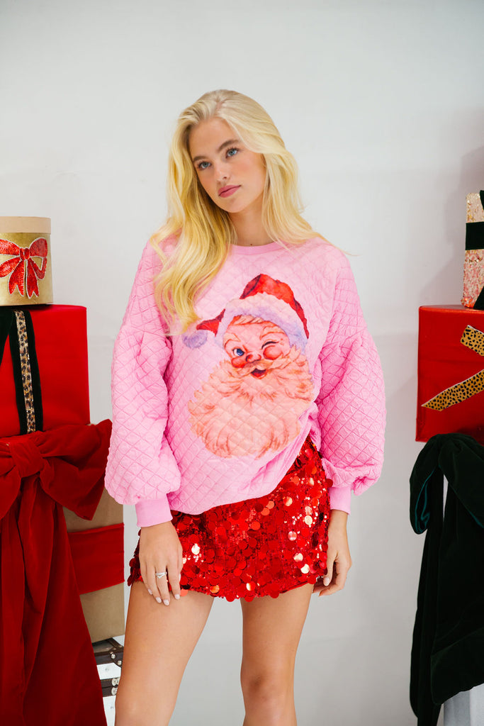 JOLLY SANTA PINK QUILTED PULLOVER PULLOVER Judith March   