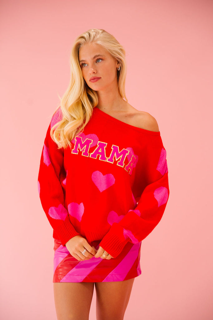 MAMA RED HEART SWEATER SWEATER Judith March   