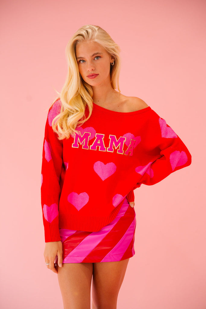 MAMA RED HEART SWEATER SWEATER Judith March   