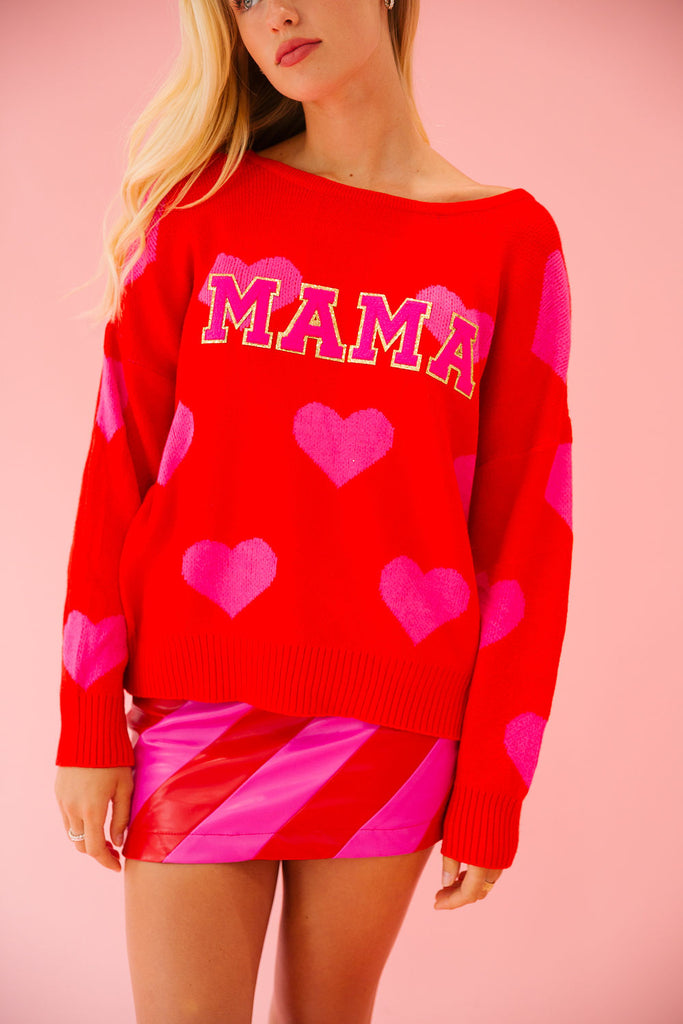 MAMA RED HEART SWEATER SWEATER Judith March   