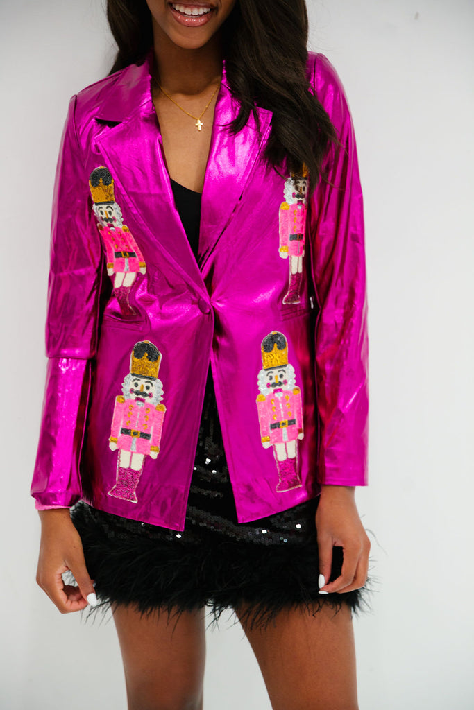 NUTCRACKER PINK BLAZER BLAZER Judith March SMALL PINK METALLIC 