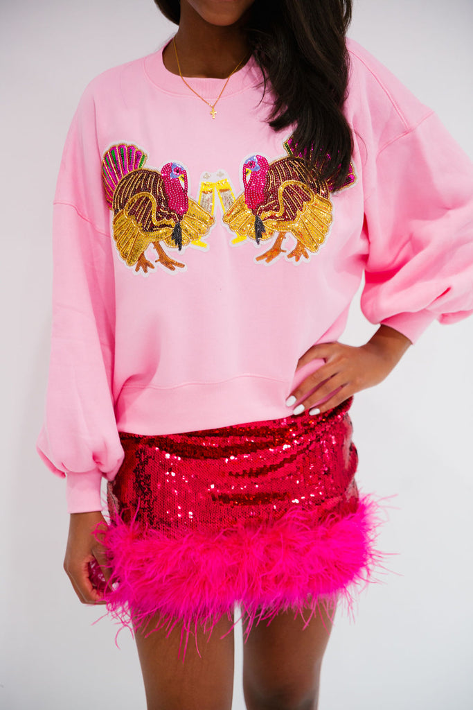 TURKEY CHEERS PINK PULLOVER PULLOVER Judith March   