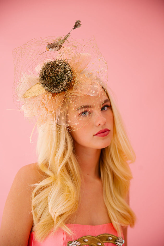 FLORAL BIRD NEST FASCINATOR FASCINATOR Judith March