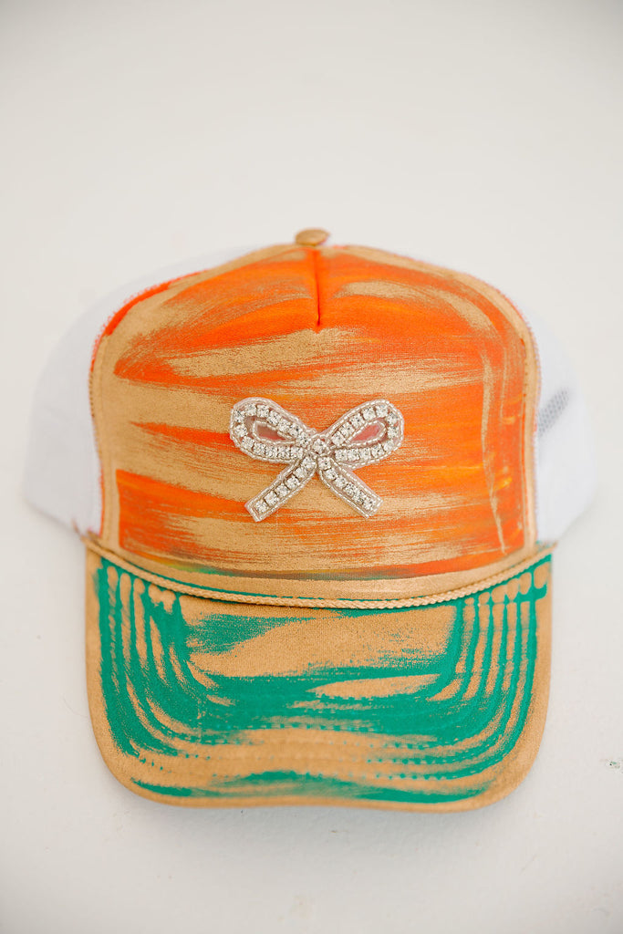 TAKE A BOW HATS TRUCKER HAT Judith March ORANGE/GREEN