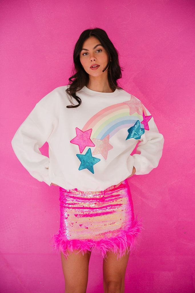 RAINBOW STAR WHITE PULLOVER PULLOVER Judith March