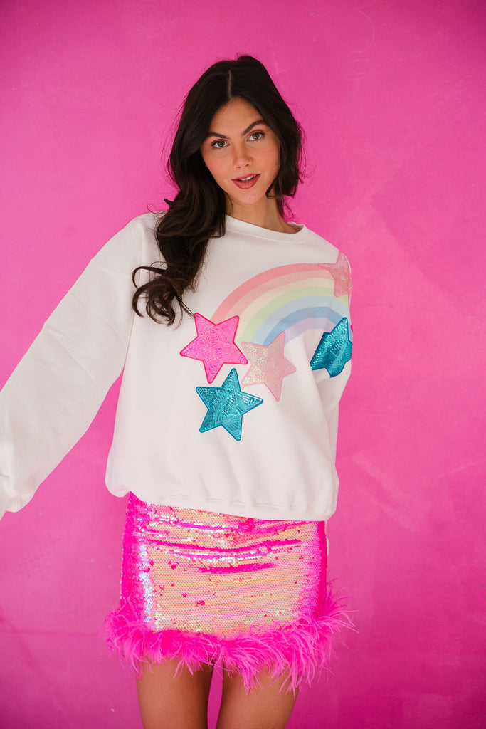 RAINBOW STAR WHITE PULLOVER PULLOVER Judith March