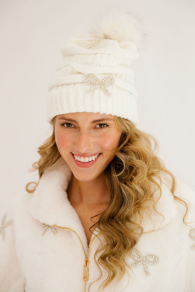 BOW SEASON HATS HAT Judith March CREAM BEANIE  