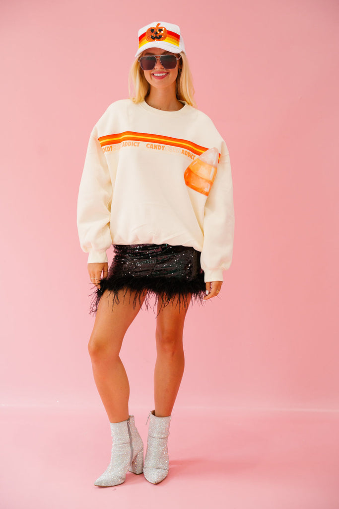 CANDY CORN ADDICT CREAM PULLOVER PULLOVER Judith March   