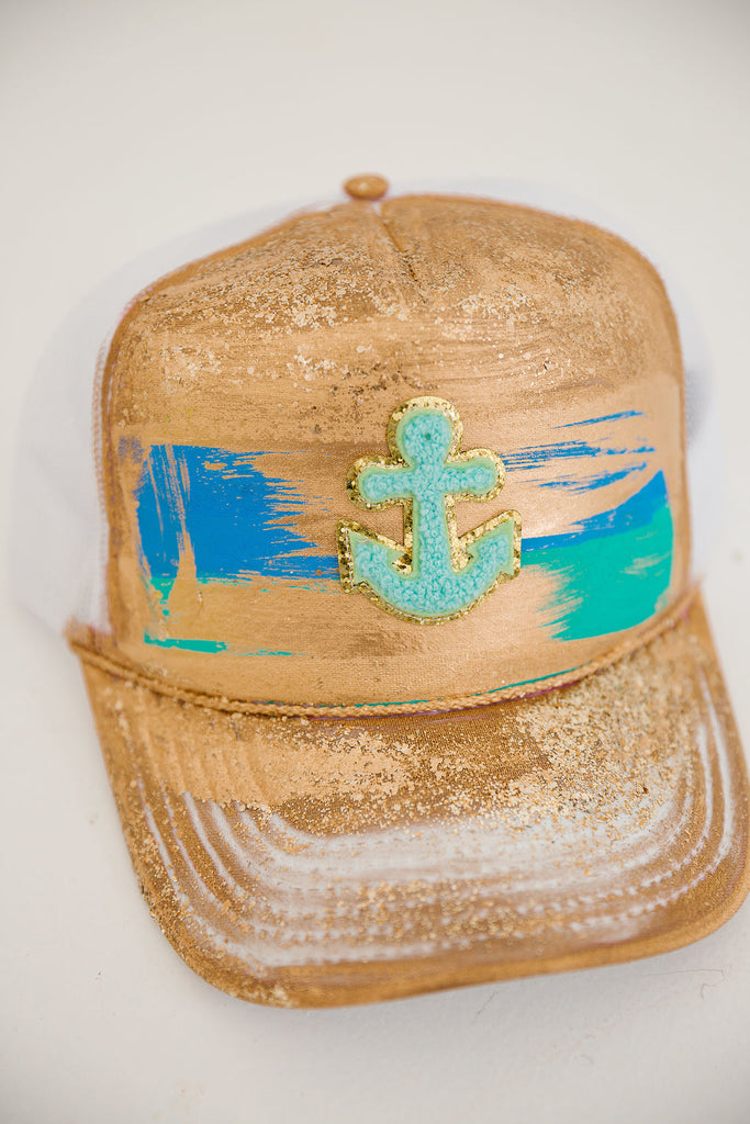 TAKE ME TO PARADISE HATS TRUCKER HAT Judith March WHITE ANCHOR