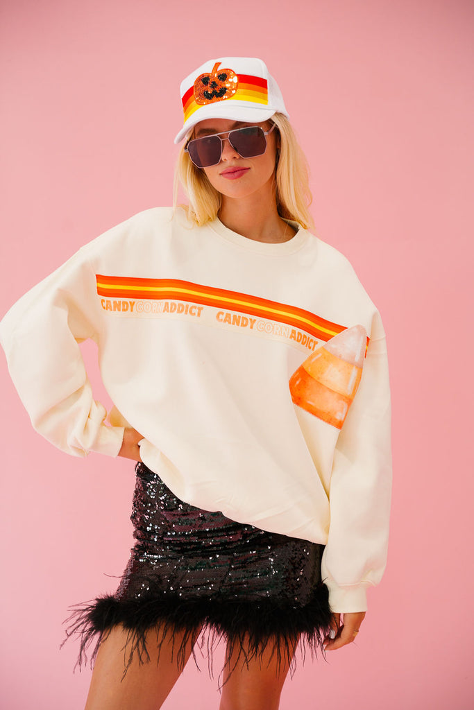 CANDY CORN ADDICT CREAM PULLOVER PULLOVER Judith March   