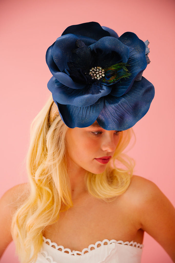 FLORAL NAVY FASCINATOR FASCINATOR Judith March