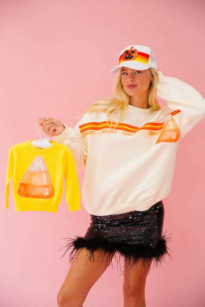 MOM + MINI KIDS CANDY CORN ADDICT PULLOVERS SWEATER Judith March   