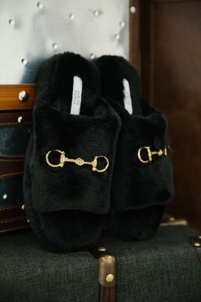 HORSE BIT BLACK SLIPPERS SLIPPERS Judith March   