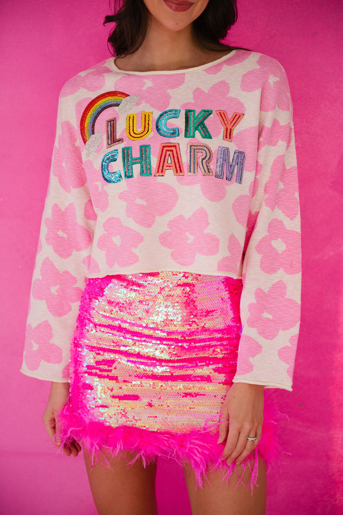 LUCKY CHARM PINK FLORAL SWEATER SWEATER Judith March