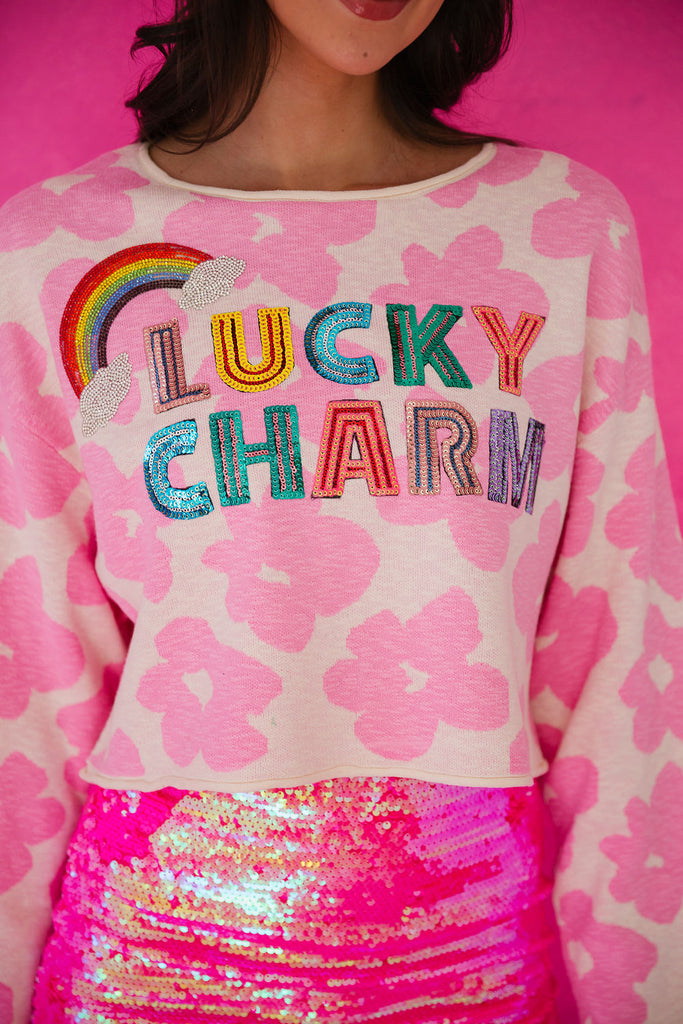 LUCKY CHARM PINK FLORAL SWEATER SWEATER Judith March