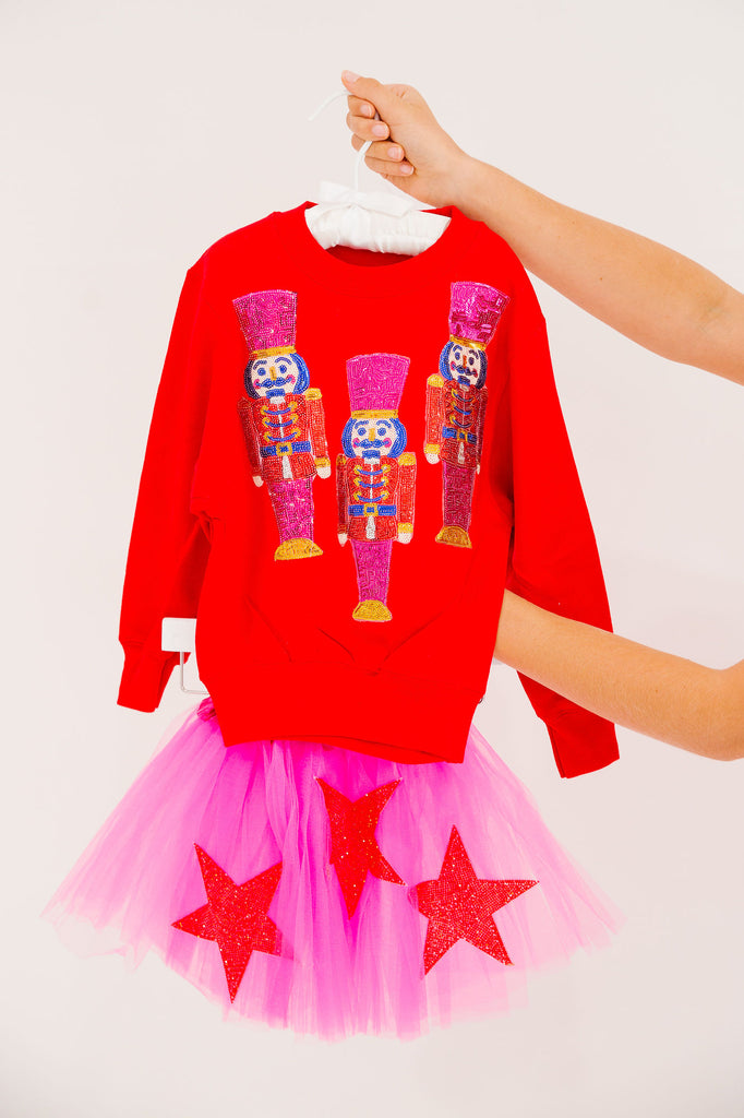 MINI KIDS SEQUIN NUTCRACKER RED PULLOVER PULLOVER Judith March   