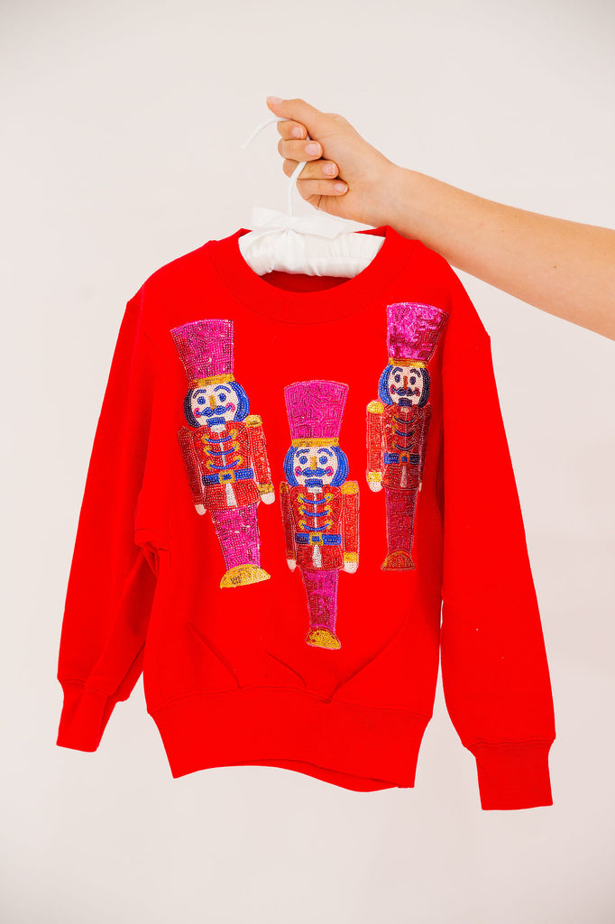 MINI KIDS SEQUIN NUTCRACKER RED PULLOVER PULLOVER Judith March   