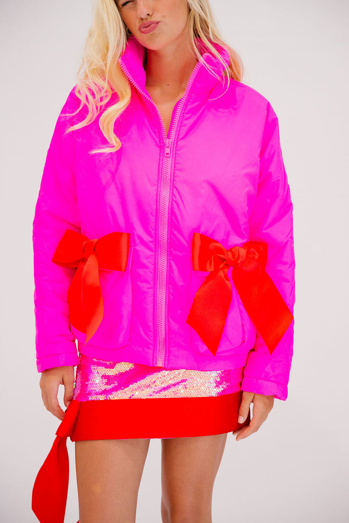 HOLIDAY SEASON PINK PUFFER JACKET JACKET Judith March   