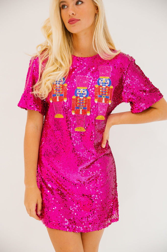 NUTCRACKER PINK SEQUIN TEE DRESS DRESS Judith March   