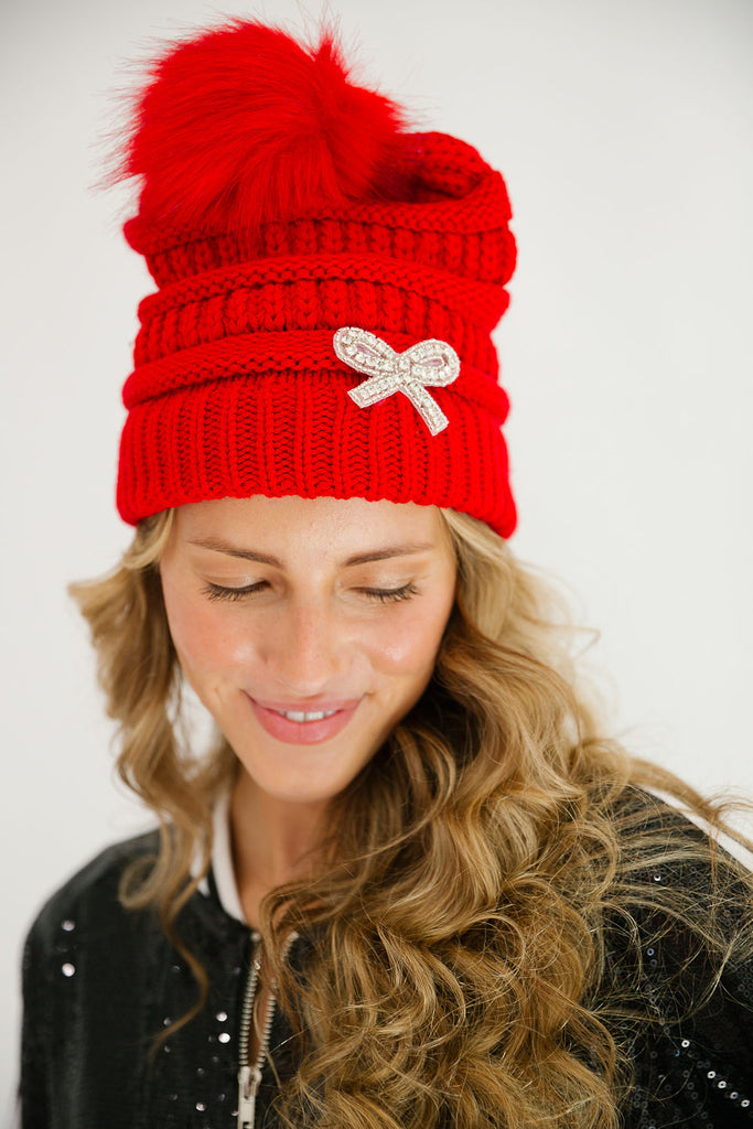 BOW SEASON HATS HAT Judith March RED BEANIE  