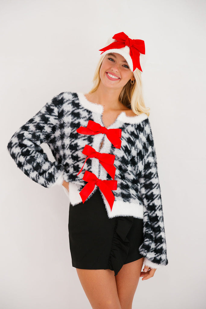 HOLIDAY SEASON HOUNDSTOOTH CARDIGAN TOP Judith March   