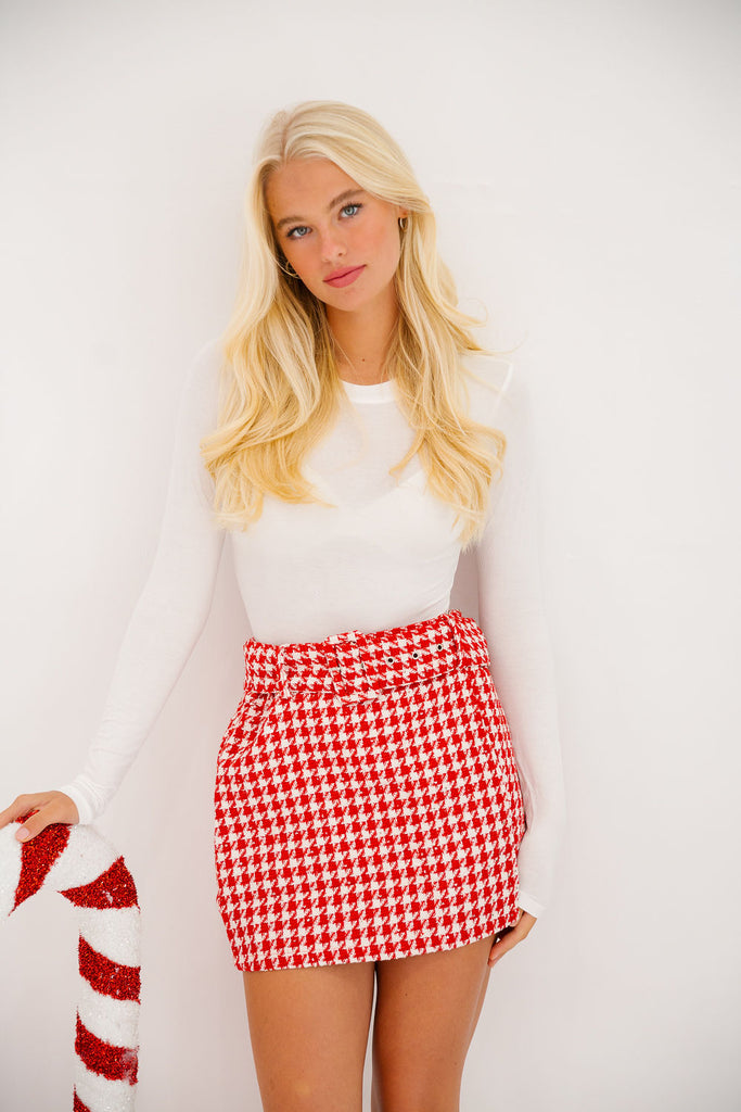 RED HOUNDSTOOTH SKIRT SKIRT Judith March   