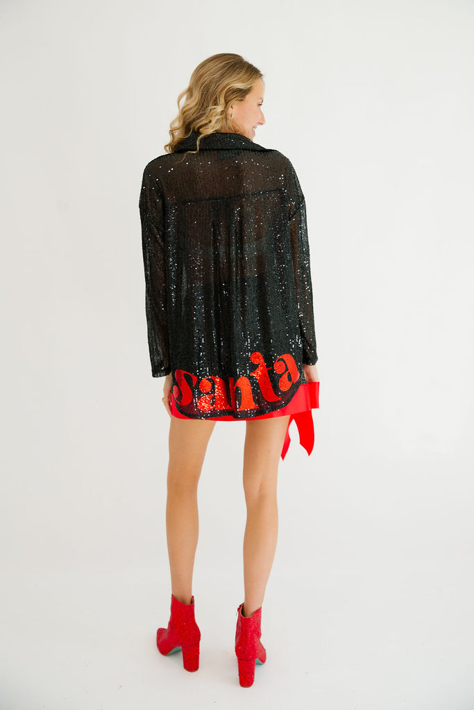 SANTA BLACK SEQUIN BUTTON DOWN Button Down Judith March   