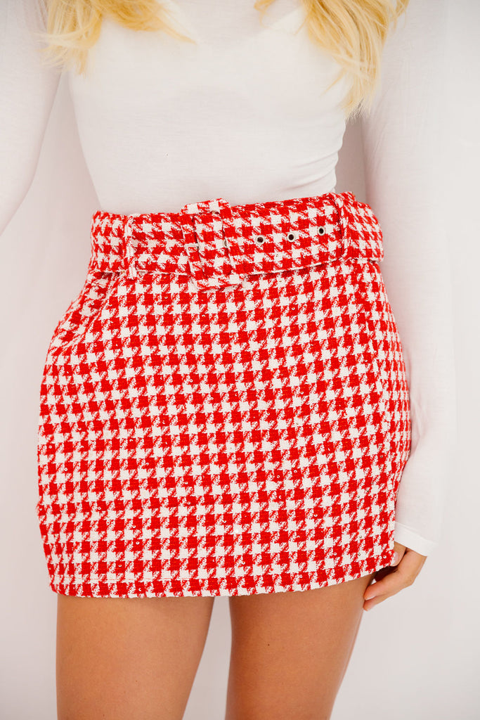 RED HOUNDSTOOTH SKIRT SKIRT Judith March   