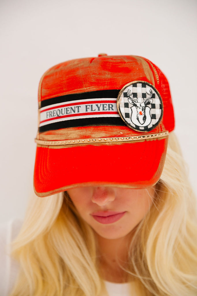 FREQUENT FLYER RED TRUCKER HAT HAT Judith March   