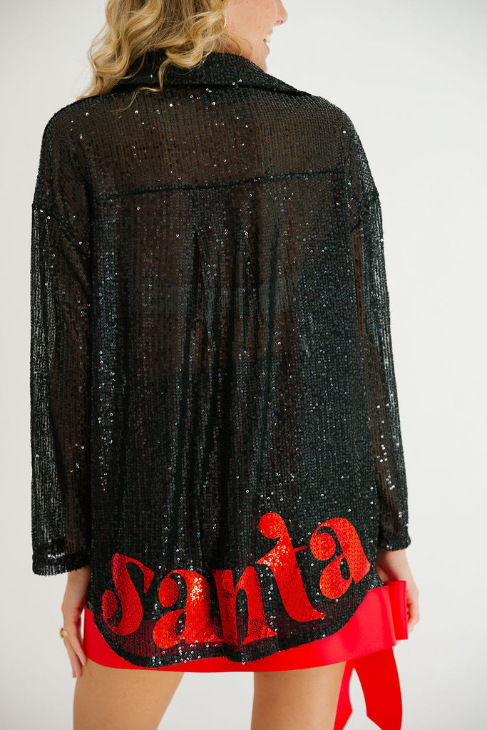 SANTA BLACK SEQUIN BUTTON DOWN Button Down Judith March   