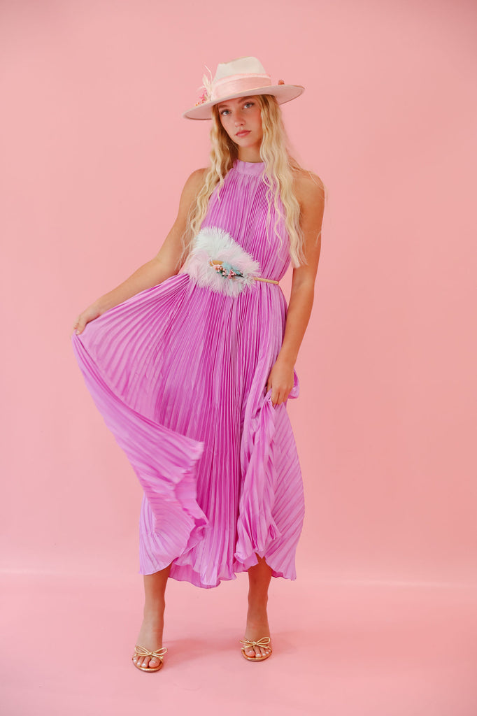 LAVENDER PLEATED HALTER DRESS DRESS Judith March   